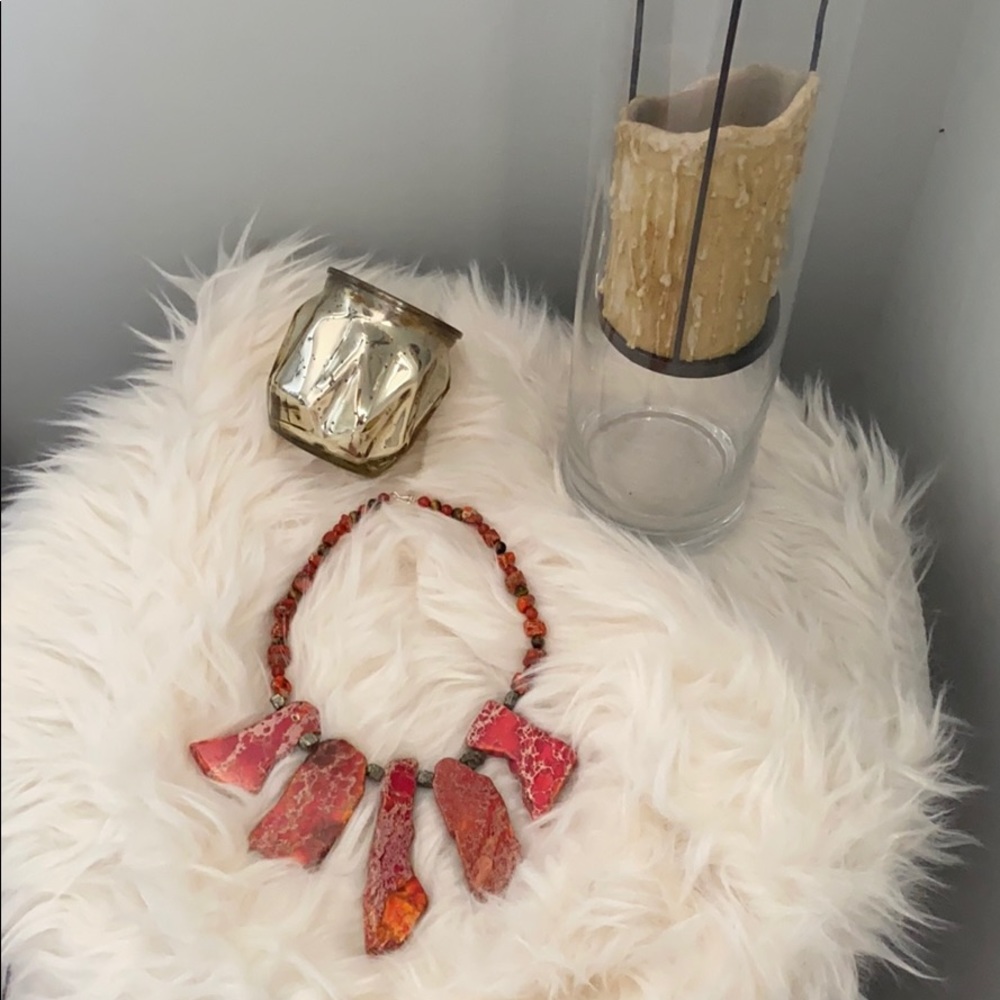 Red jasper/ pyrite necklace